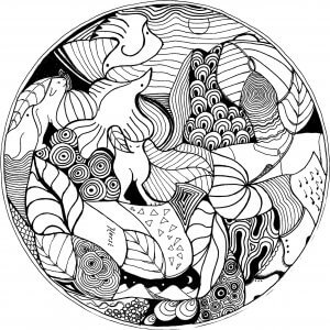 Mmagie van een mandala:  kleurplaat met vogels